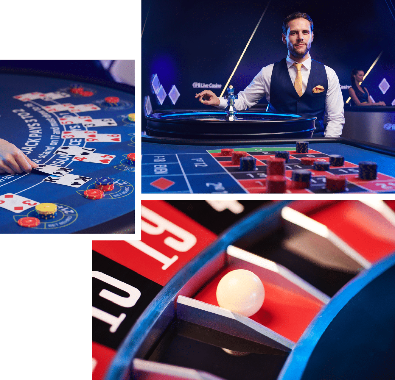 croupier - blackjack table - close up of roulette wheel
