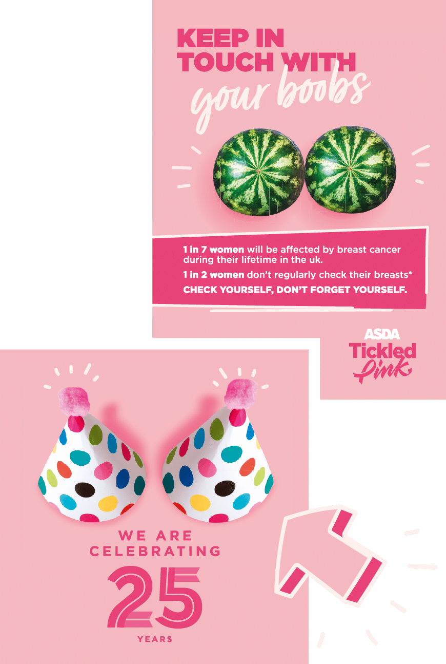 keep in touch with your boobs - photo of pair of melons - examples of Tickled Pink marketing assets
