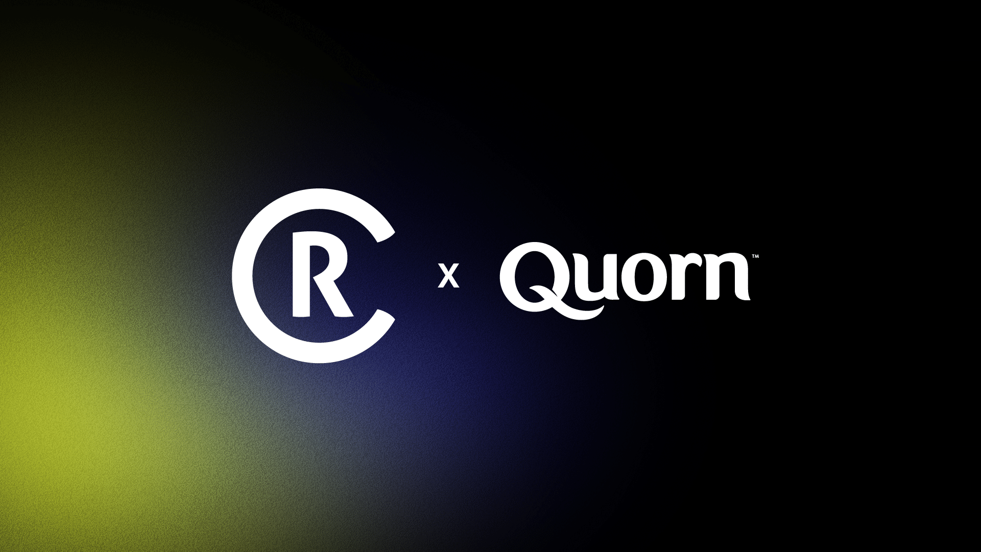 creative race and quorn logos on a black background